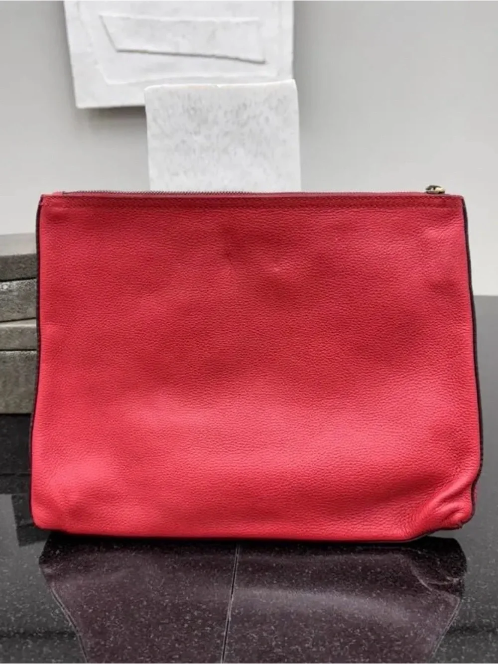 Gucci Red Leather Pouch with Green and Yellow Logo